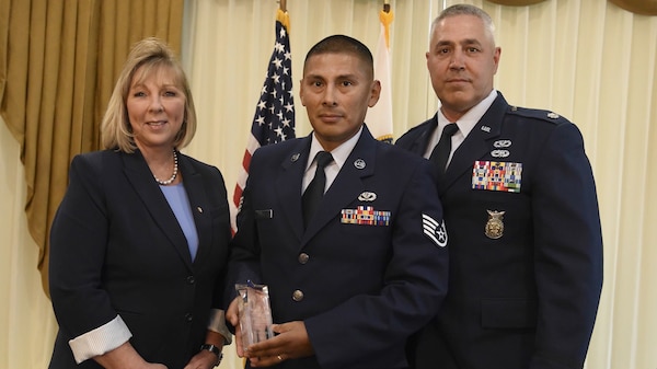103rd Civil Engineer Squadron Contracting Officer Representative, Staff Sergeant Luis Juro received the Excellence in Contract Administration Award from the Office of the Director of Acquisitions and Head of Contracting for the National Guard Bureau.