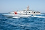 ARABIAN GULF (June 1, 2023) U.S. Coast Guard fast response cutter USCGC Clarence Sutphin Jr. (WPC 1146) sails alongside a MARTAC T-38 Devil Ray unmanned surface vessel in the Arabian Gulf, June 1, 2023, during exercise Eagle Resolve 23. Eagle Resolve is a combined joint all-domain exercise that improves interoperability on land, in the air, at sea, in space, and in cyberspace with the U.S. military and partner nations, enhances the ability to respond to contingencies, and underscores U.S. Central Command's commitment to the Middle East. (U.S. Army photo by Spc. James Webster)