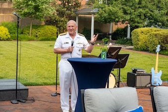 WASHINGTON (June 7, 2023) – Chief of Naval Operations Adm. Mike Gilday delivers remarks during a Women in the Navy event at Tingey House, in Washington, D.C., June 7. The event celebrated the release of the 2023 Women in the Navy book and the 75th Anniversary of the Women’s Armed Services Integration Act. (U.S. Navy photo by Chief Mass Communication Specialist Amanda R. Gray/Released)