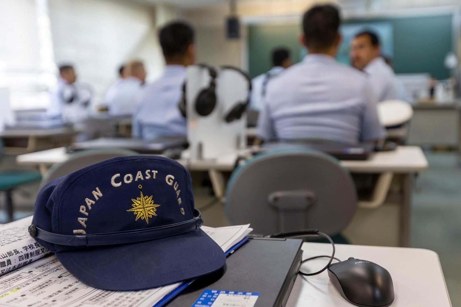 U.S. Coast Guardsmen assigned to the U.S. Coast Guard Cutter Waesche (WMSL-751) visited the Japan Coast Guard School for a guided tour in Maizuru, Japan, June 5, 2024. The tour offered an insight to U.S. Coast Guardsmen on what training is like for members of the Japanese Coast Guard. Waesche is the second U.S. Coast Guard National Security Cutter deployed to the Indo-Pacific in 2024. Coast Guard cutters routinely deploy to the region to engage with partner nations to ensure a free and open Indo-Pacific. (U.S. Marine Corps photo by Cpl. Elijah Murphy)