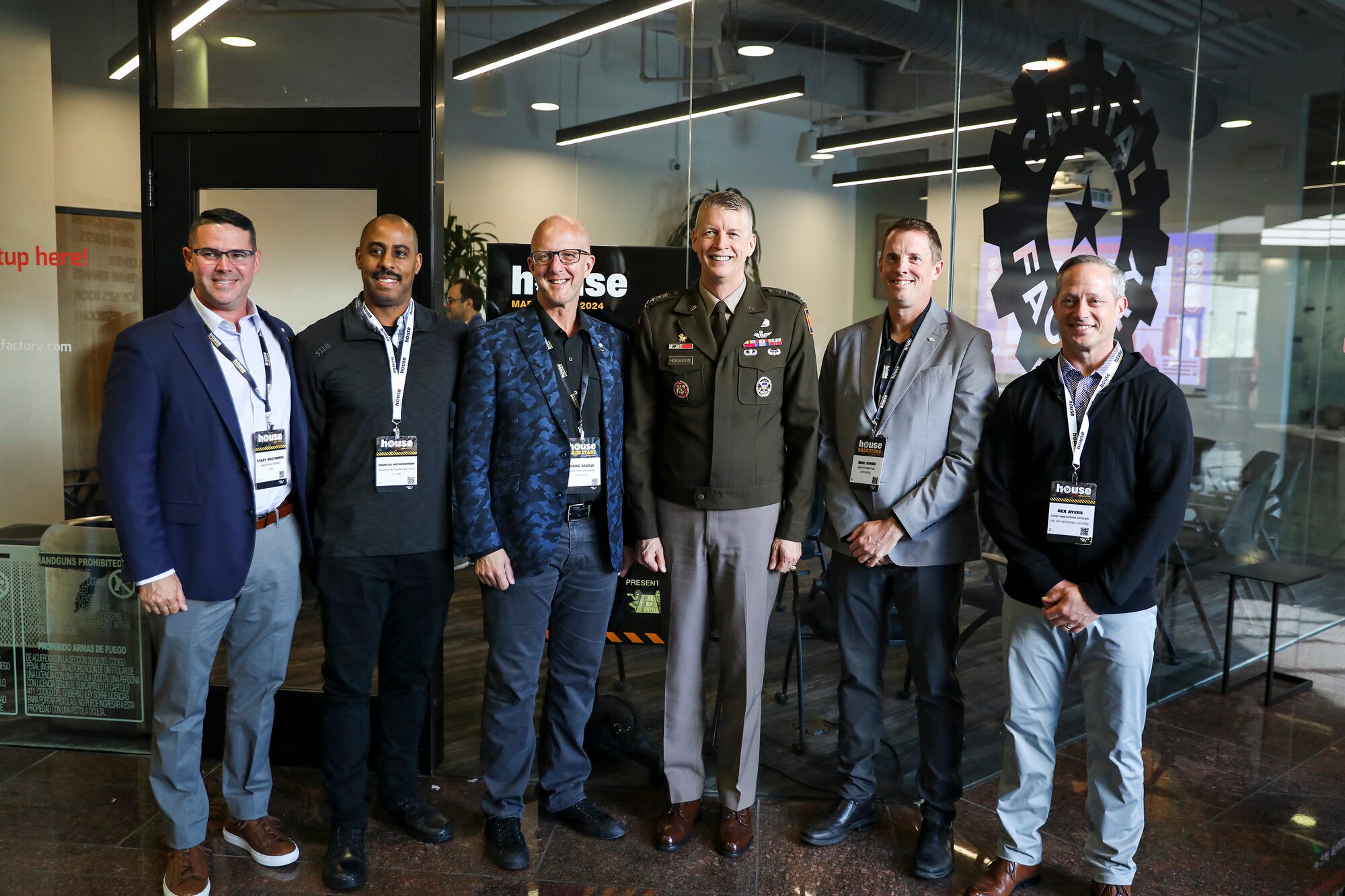 Army Gen. Daniel Hokanson, chief, National Guard Bureau, stands for a photo with Guard innovation leads at the South by Southwest Conference, Austin, Texas, March 9-10, 2024. Hokanson engaged with American entrepreneurs, small business owners and innovators about new concepts that could benefit the Guard and the Joint Force.