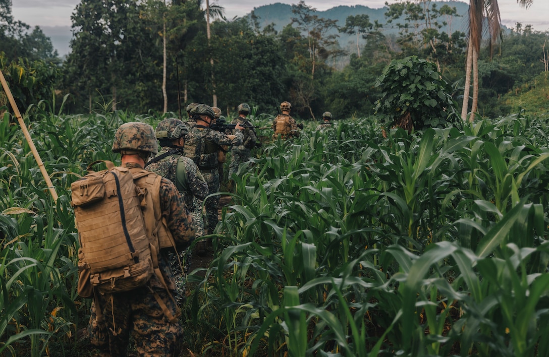 U.S. Marines with 1st Battalion, 7th Marine Regiment, 1st Marine Division and service members of the Armed Forces of the Philippines conduct the final exercise for Archipelagic Coastal Defense Continuum in Barira, Philippines, May 28, 2024. The final exercise consisted of a bilateral company-level element conducting close-quarter combat and patrol-based operations. ACDC is a series of bilateral exchanges and training opportunities between the U.S. Marines and Philippine Marines aimed at bolstering the Philippine Marine Corps’ Coastal Defense strategy while supporting the modernization efforts of the Armed Forces of the Philippines.